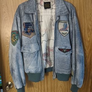 Weathered Vintage A2 Navy Bomber Jacket